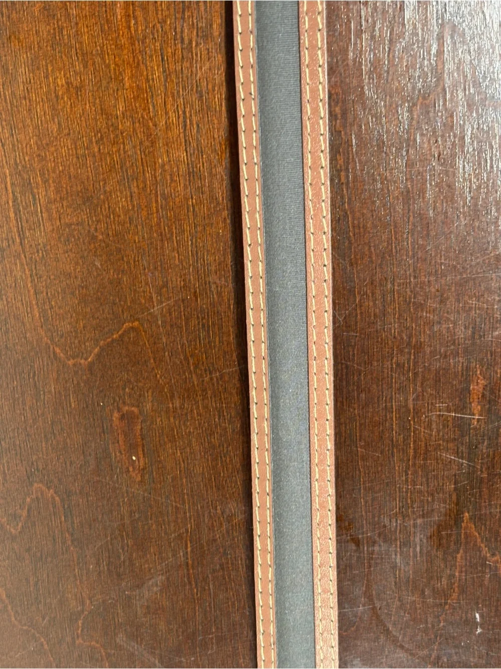 Source Unknown Brown Leather Belt with Brass Buckle